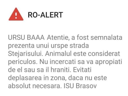 mesaj RoAlert, Foto: IGSU