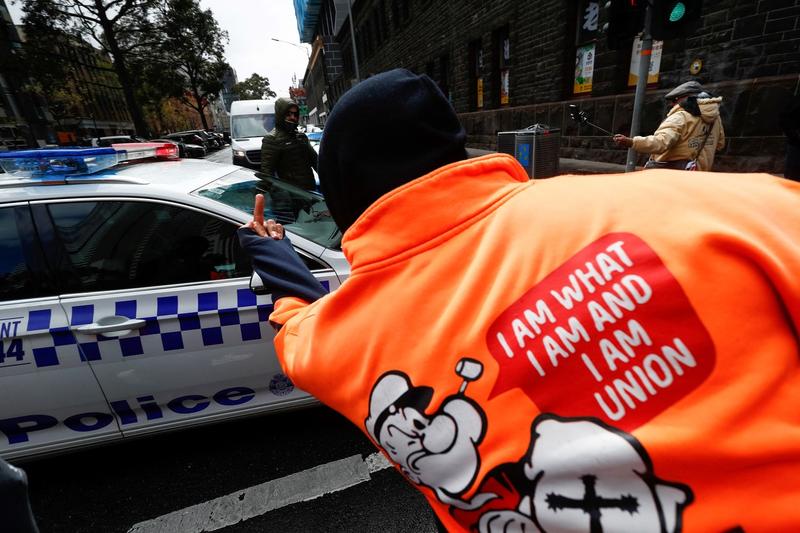 Protest al constructorilor in Melbourne, Foto: Con Chronis / AFP / Profimedia