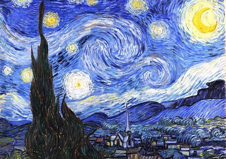 Luna in ”The Starry Night” de Vincent van Gogh, Foto: Wikipedia