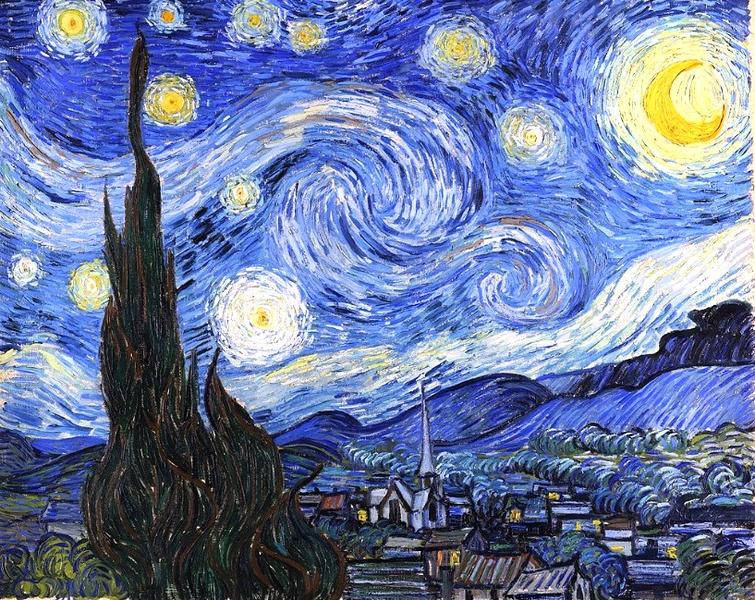 Luna in ”The Starry Night” de Vincent van Gogh, Foto: Wikipedia