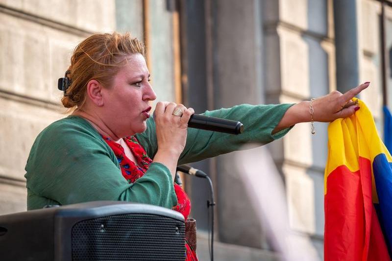 Diana Sosoaca la un protest contra restrictiilor Covid, Foto: Cristi Croitoru / Alamy / Alamy / Profimedia