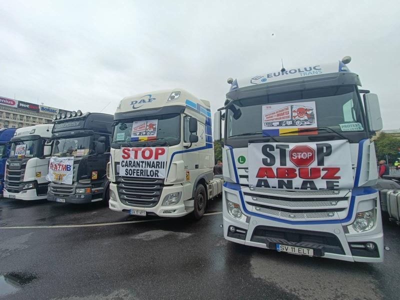 Imagine de la protestul transportatorilor, Foto: Hotnews