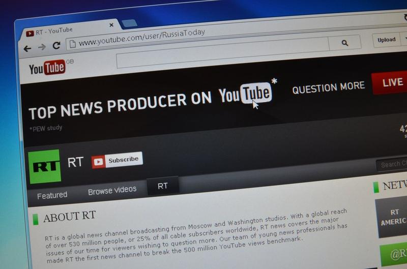 Russia Today pe Youtube, Foto: Web Pix / Alamy / Profimedia Images