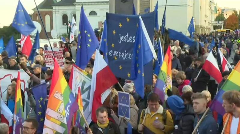 Manifestatie la Varsovia, Foto: Captura YouTube