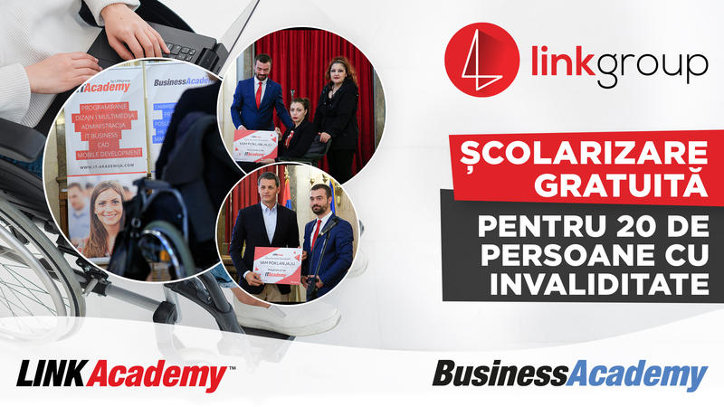 LINK Academy și BusinessAcademy oferă și anul acesta 20 de școlarizări gratuite în domeniul afacerilor și IT persoanelor cu dizabilități, Foto: LINK Academy
