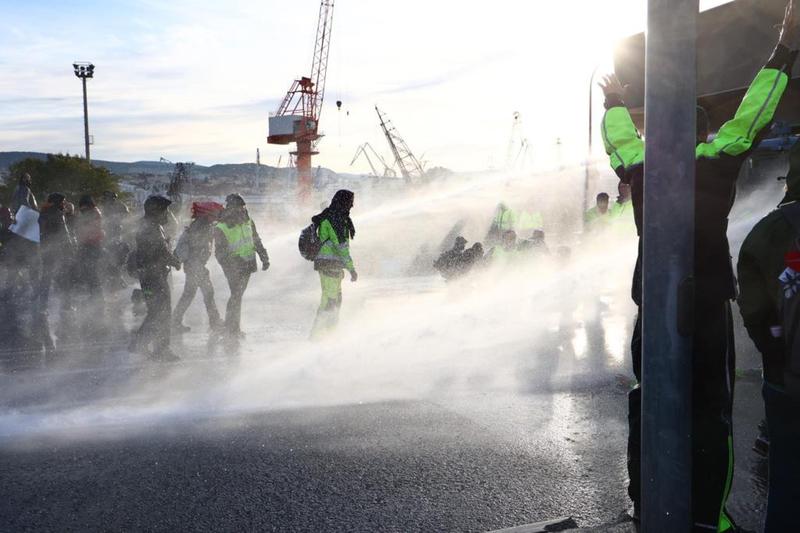 Protest contra certificatului sanitar in Portul Trieste, Foto: Ftj / Zuma Press / Profimedia