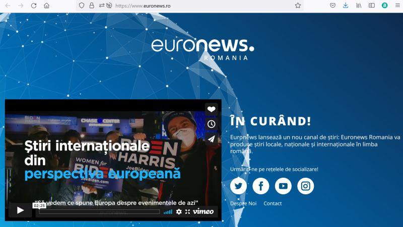 Pagina de internet a Euronews Romania, Foto: Captura Euronews.ro