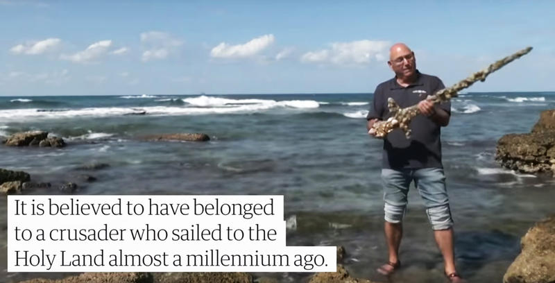 Sabia cruciata descoperita in largul coastei israeliene, Foto: Captura YouTube
