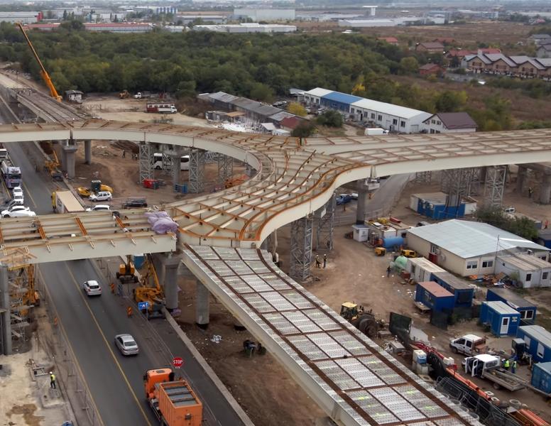 Pasajul de la Domnesti cu grinzile principale peste Centura, Foto: Captura YouTube