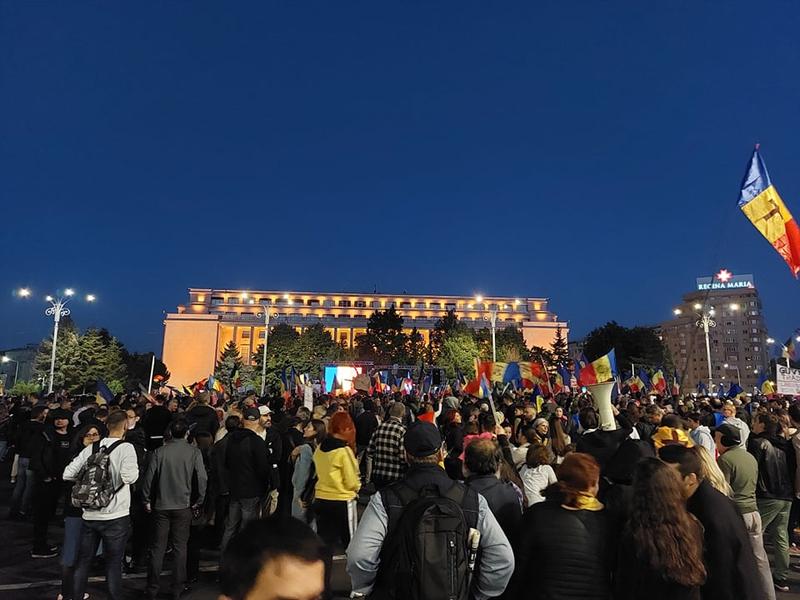 Protest în fața Palatului Victoria, Foto: Hotnews