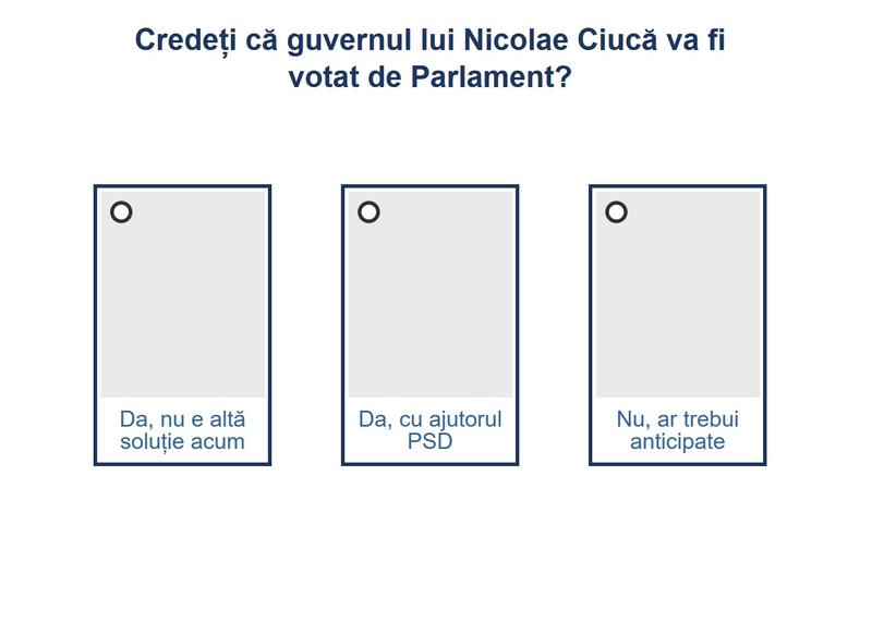 Sondaj Guvern Nicolae Ciuca, Foto: Hotnews
