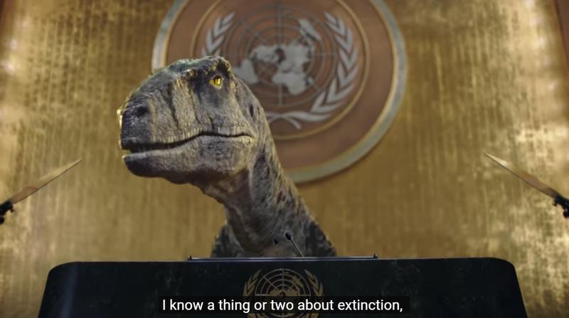 Dinozaur la tribuna ONU, Foto: Captura YouTube