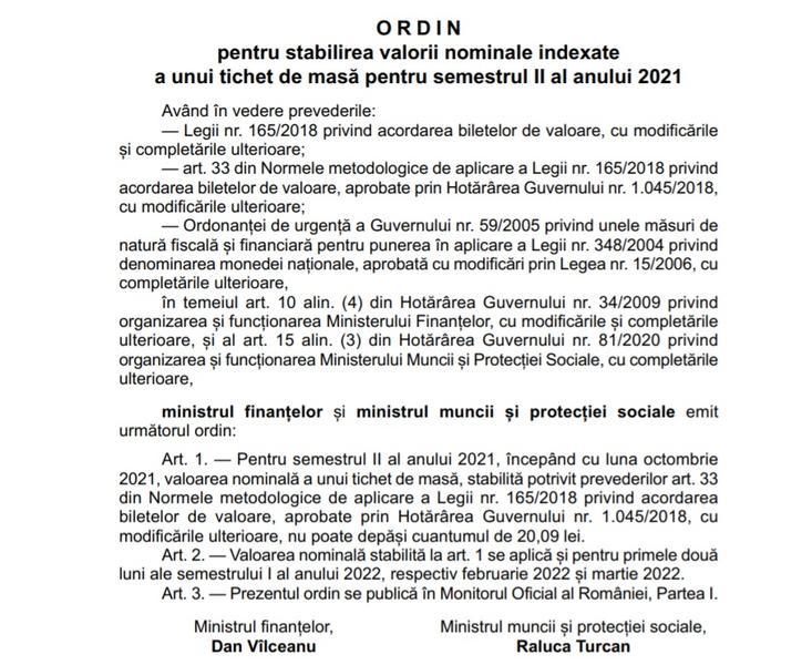 Ordin tichet de masa semestrul II 2021, Foto: Hotnews