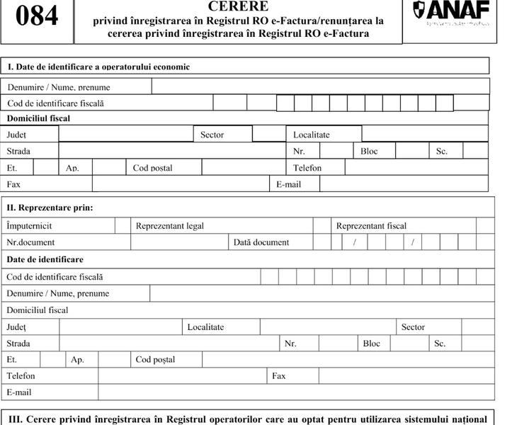 Formular e-factura, Foto: Monitorul Oficial
