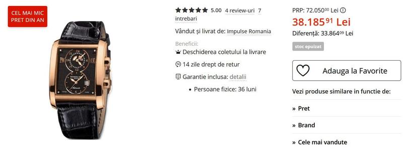 Un ceas de 38.000 de lei, Foto: Captura eMAG