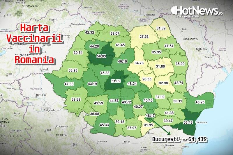 Harta Vaccinarii in Romania - mijlocul lunii noiembrie, Foto: Hotnews