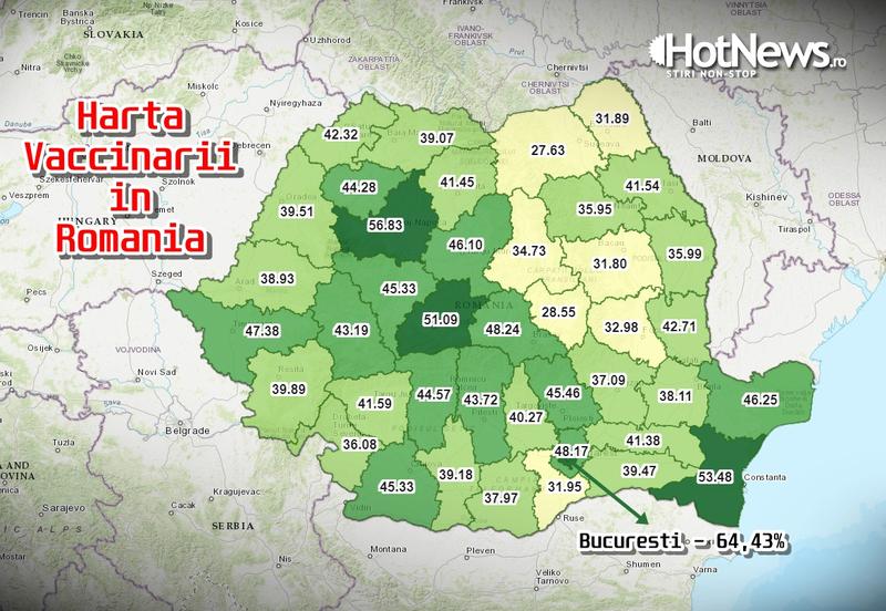 Harta Vaccinarii in Romania - mijlocul lunii noiembrie, Foto: Hotnews