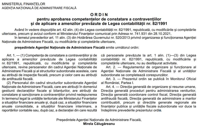 Ordin competente amenzi, Foto: Monitorul Oficial