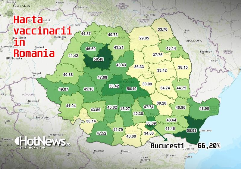 Harta vaccinarii in Romania - decembrie 2021, Foto: Hotnews