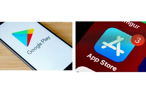 Google Play și App Store, Foto: Google și Apple via Dreamstime