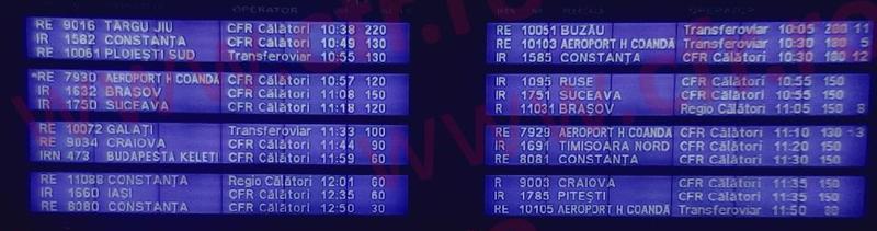 Tabela Garii de Nord la ora 12 55 pe 20 decembrie 2021, Foto: Webcam CFR