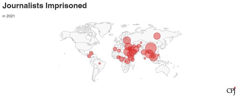 Tarile cu cei mai multi jurnalisti arestati, Foto: CPJ.com