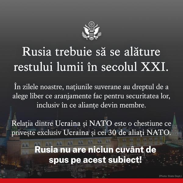 Mesajul ambasadei SUA, Foto: Facebook/ U.S. Embassy Bucharest