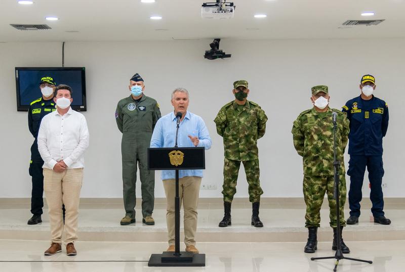 Presedintele columbian Ivan Duque, facand o declaratie legata de incidentul in care au murit 23 de oameni, Foto: Profimedia Images