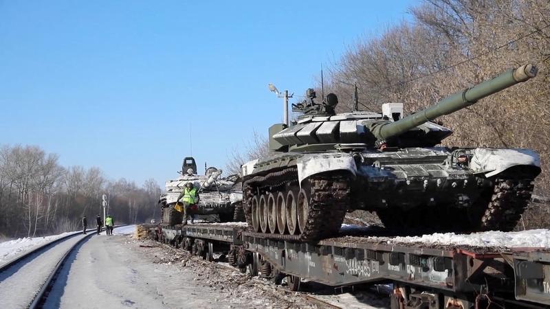 Tancuri rusești transportate pe calea ferată, Foto: EyePress via AFP / AFP / Profimedia