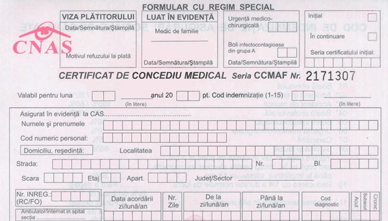 Certificat de concediu medical, Foto: Hotnews
