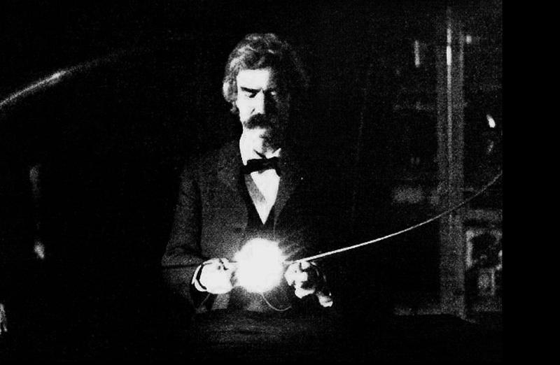 Mark Twain în laboratorul lui Nikola Tesla, 1894, Foto: Wikipedia