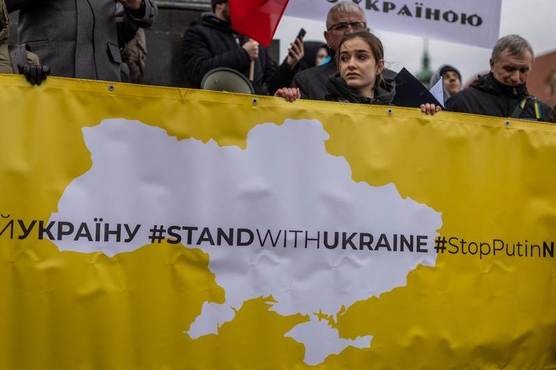 protest Varsovia de sustinere a Ucrainei, Foto: Wojtek RADWANSKI / AFP / Profimedia Images