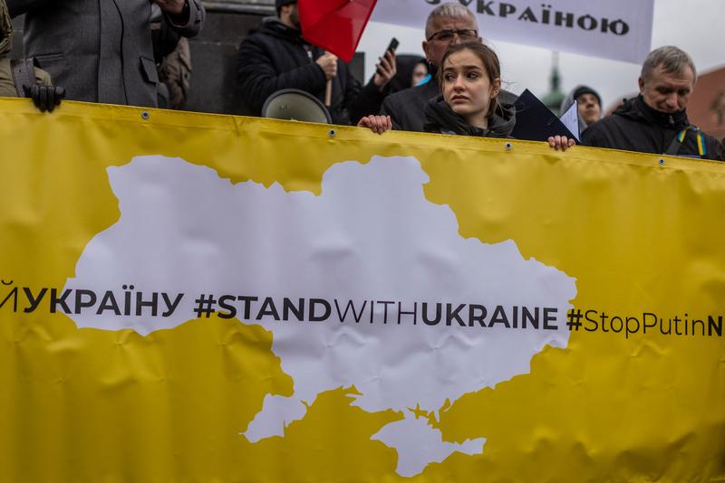 protest Varsovia de sustinere a Ucrainei, Foto: Wojtek RADWANSKI / AFP / Profimedia Images