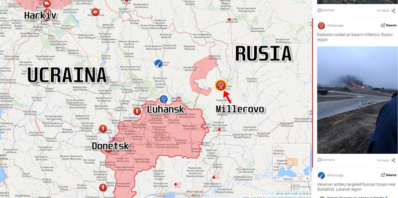 Atacul asupra bazei rusesti din Millerovo, Foto: Captura de ecran