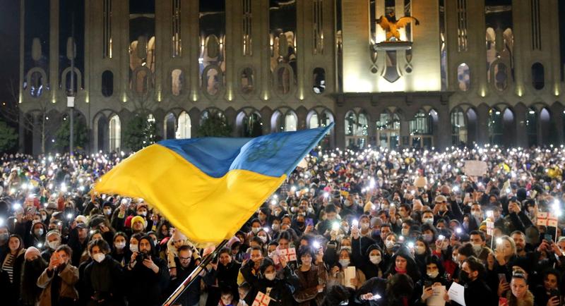 Manifestatii de sustinere a Ucrainei in Georgia, Foto: Vano Shlamov / AFP / Profimedia