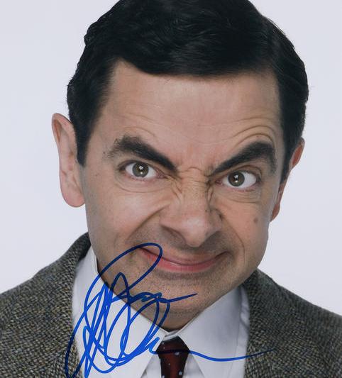 Fotografie ilustrându-l pe Rowan Atkinson, în rolul lui Mr. Bean, cu semnătura olografă a actorului, însoțită de certificatul de autenticitate, Foto: Artmark