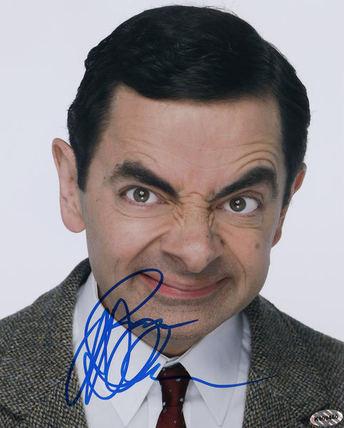 Fotografie ilustrându-l pe Rowan Atkinson, în rolul lui Mr. Bean, cu semnătura olografă a actorului, însoțită de certificatul de autenticitate, Foto: Artmark