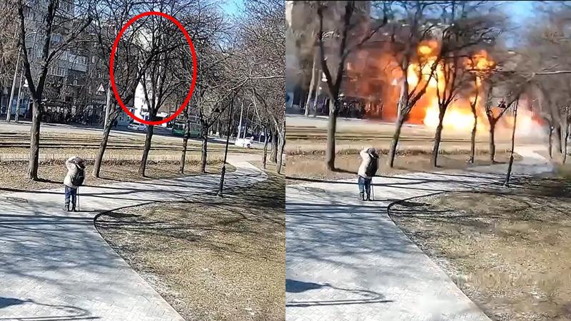 Momentul cand o racheta ruseasca loveste o strada din Kiev, Foto: Colaj foto