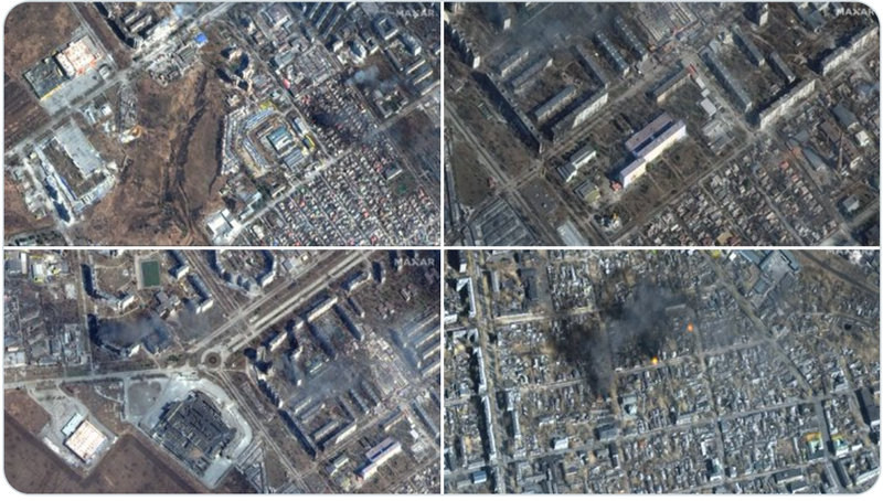 imagini din satelit cu bombardamentele la Mariupol și în jurul Kievului, Foto: Captura Maxar Technologies
