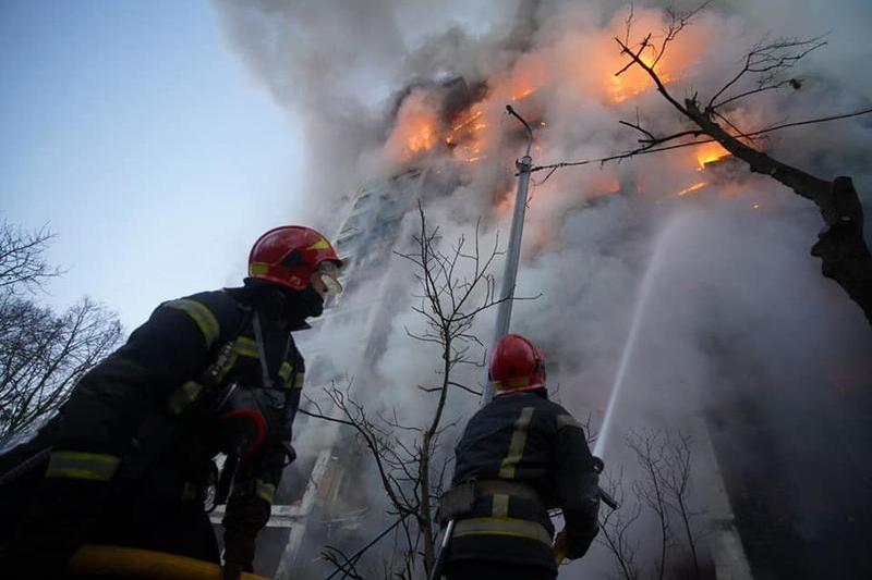 Bombardamente in Kiev, Foto: Serviciul ucrainean de urgenta