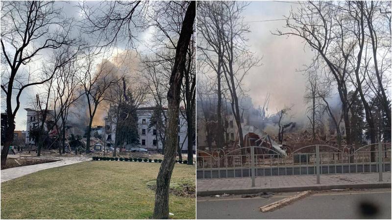 Teatrul din Mariupol, bombardat de rusi, Foto: Colaj foto