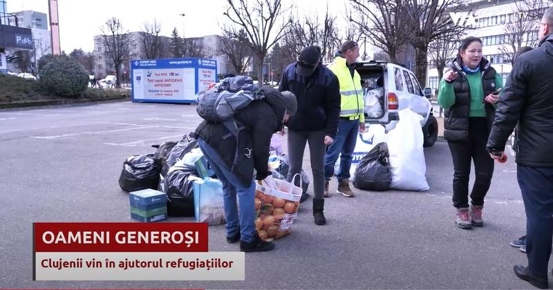 Clujenii strang ajutoare pentru refugiatii ucraineni, Foto: Captura YouTube