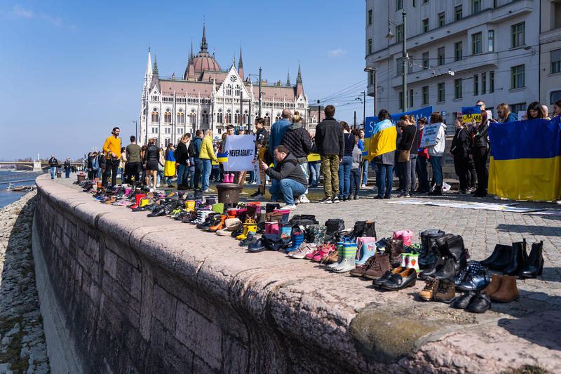 Omagiu la Budapesta pentru cei uciși în teatrul bombardat de ruși la Mariupol, Foto: Facebook/ Українська асоціація "Єдність"