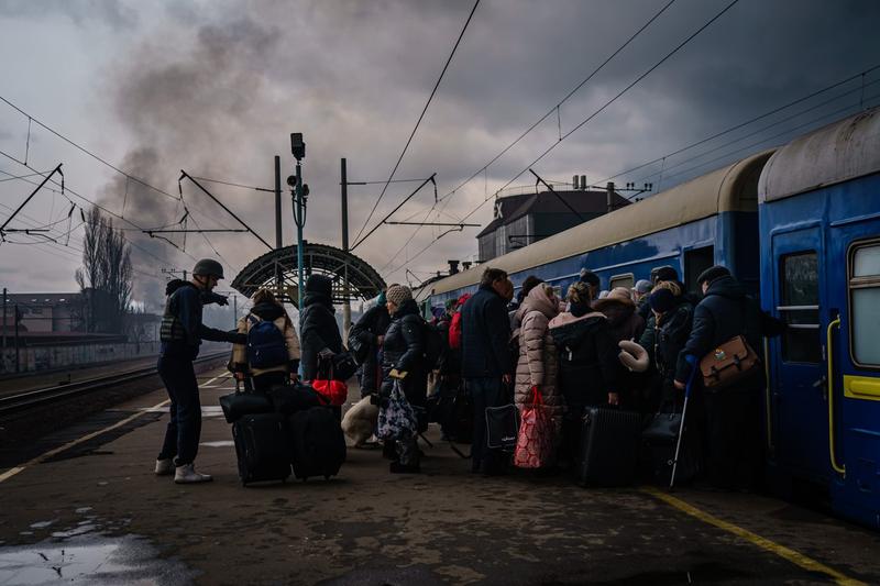 Civili evacuați cu trenul din Kiev, Foto: MARCUS YAM/LOS ANGELES TIMES / Shutterstock Editorial / Profimedia