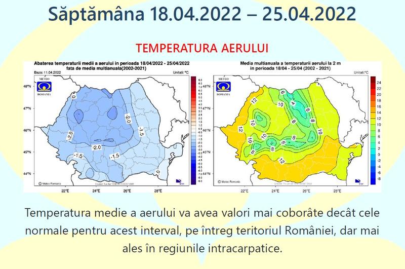 Prognoza meteo generala pentru Saptamana Mare 2022, Foto: ANM