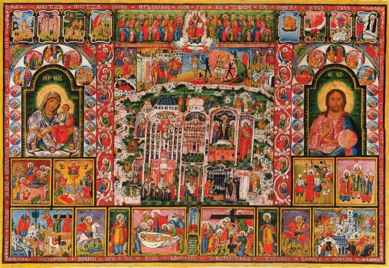 Icoană de pelerinaj Cetatea Ierusalimului, 1863, piesă rară, de colecție, Foto: Artmark