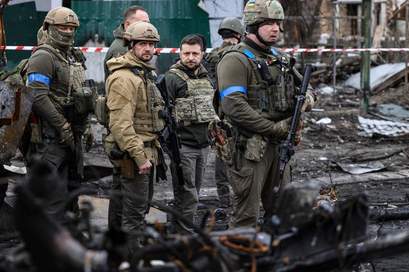 Volodimir Zelenski la Bucha, localitatea de lângă Kiev unde a avut loc un masacru, Foto: Ronaldo Schemidt / AFP / Profimedia Images