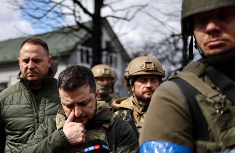 Volodimir Zelenski la Bucha, localitatea de lângă Kiev unde a avut loc un masacru, Foto: Ronaldo Schemidt / AFP / Profimedia Images