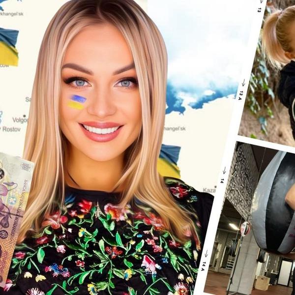 Yulia Chernitskaya, refugiata din Ucraina care a primit 200 de lei de la un bătrân, lucrează ca instructoare de fitness și are peste 100.000 de urmăritori pe Instagram, Foto: fanatik.ro