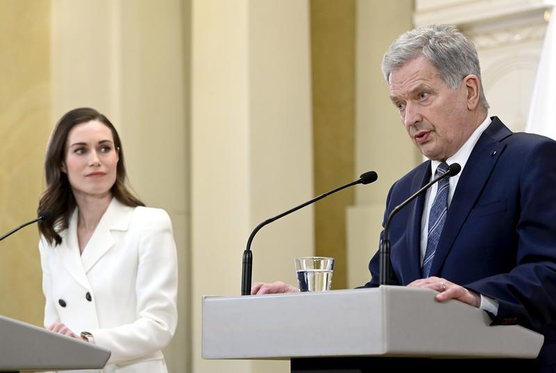 Sauli Niinisto si Sanna Marin au anuntat decizia de a adera la NATO, Foto: Heikki Saukkomaa / Shutterstock Editorial / Profimedia